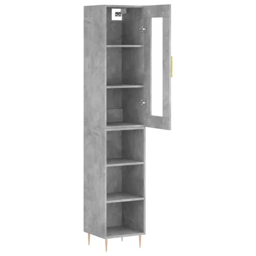  betonszürke szerelt fa magasszekrény 34,5x34x180 cm