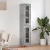  betonszürke szerelt fa magasszekrény 34,5x34x180 cm