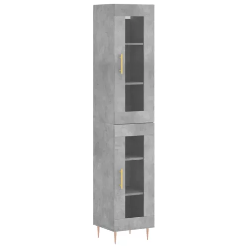 betonszürke szerelt fa magasszekrény 34,5x34x180 cm