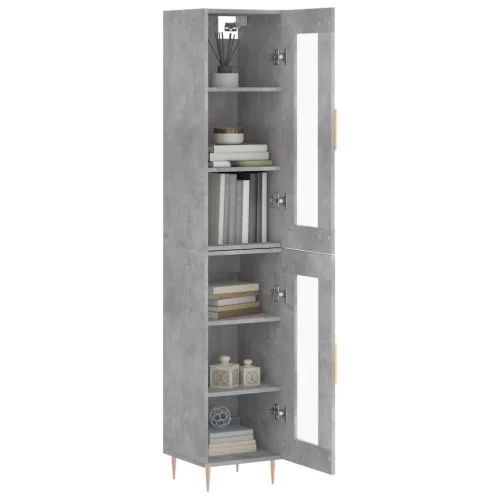  betonszürke szerelt fa magasszekrény 34,5x34x180 cm