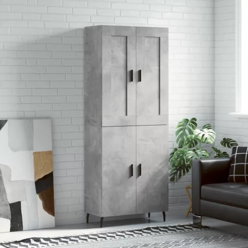  betonszürke szerelt fa magasszekrény 69,5 x 34 x 180 cm