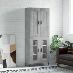  betonszürke szerelt fa magasszekrény 69,5 x 34 x 180 cm