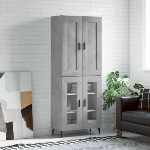  betonszürke szerelt fa magasszekrény 69,5 x 34 x 180 cm