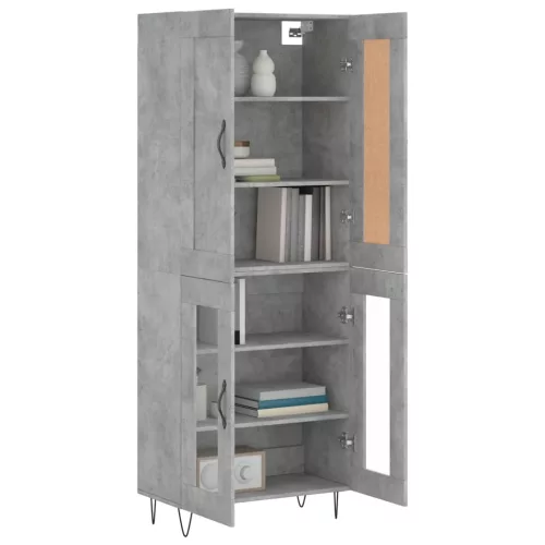  betonszürke szerelt fa magasszekrény 69,5 x 34 x 180 cm