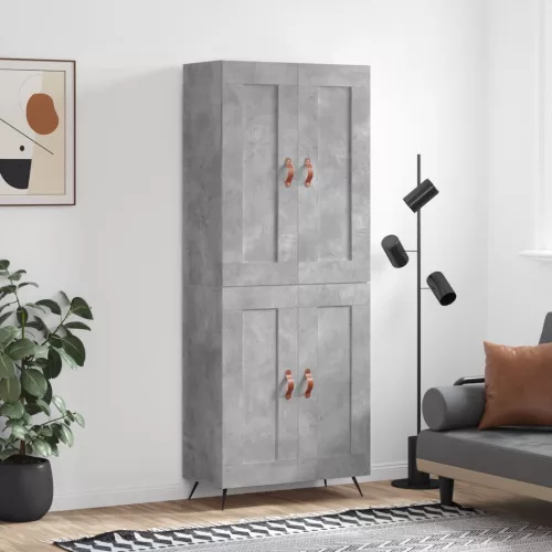 betonszürke szerelt fa magasszekrény 69,5 x 34 x 180 cm