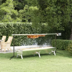    ezüstszínű rozsdamentes acél grilltálca 158 x 42 x 31 cm