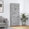  betonszürke szerelt fa magasszekrény 69,5 x 34 x 180 cm