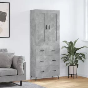  betonszürke szerelt fa magasszekrény 69,5 x 34 x 180 cm