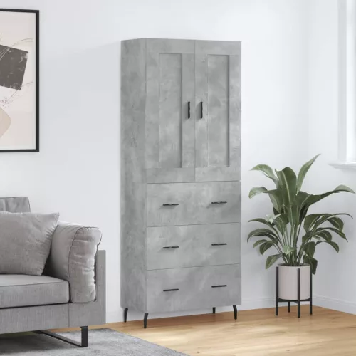  betonszürke szerelt fa magasszekrény 69,5 x 34 x 180 cm