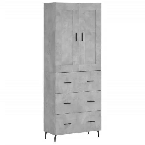  betonszürke szerelt fa magasszekrény 69,5 x 34 x 180 cm