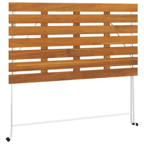  tömör akácfa és acél összecsukható bisztróasztal 100x54x71 cm