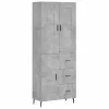  betonszürke szerelt fa magasszekrény 69,5 x 34 x 180 cm