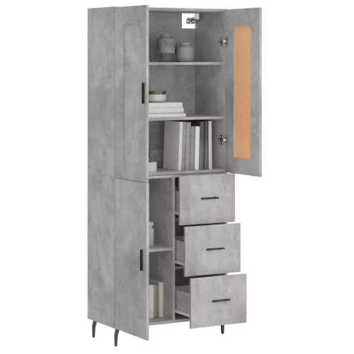  betonszürke szerelt fa magasszekrény 69,5 x 34 x 180 cm