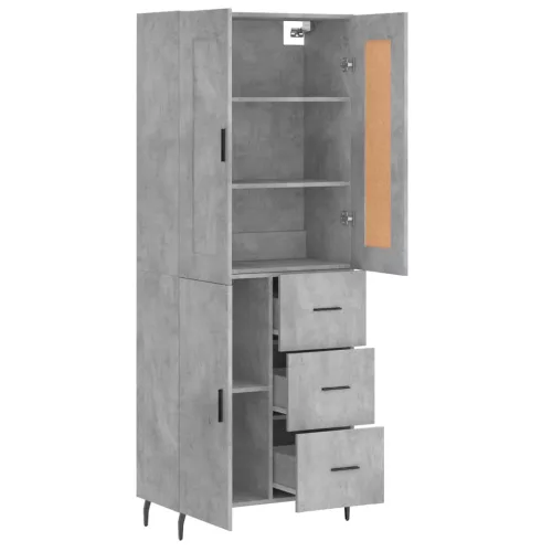  betonszürke szerelt fa magasszekrény 69,5 x 34 x 180 cm
