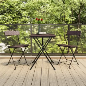  2 db barna polyrattan összecsukható bisztrószék