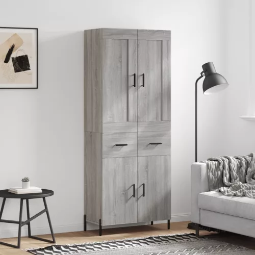  szürke sonoma szerelt fa magasszekrény 69,5 x 34 x 180 cm