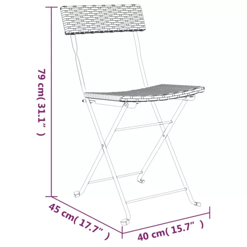  2 db szürke polyrattan összecsukható bisztrószék