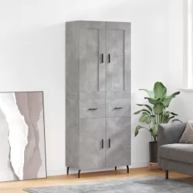  betonszürke szerelt fa magasszekrény 69,5 x 34 x 180 cm