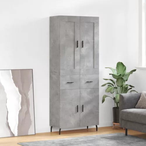  betonszürke szerelt fa magasszekrény 69,5 x 34 x 180 cm