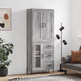  szürke sonoma szerelt fa magasszekrény 69,5 x 34 x 180 cm