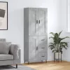  betonszürke szerelt fa magasszekrény 69,5 x 34 x 180 cm