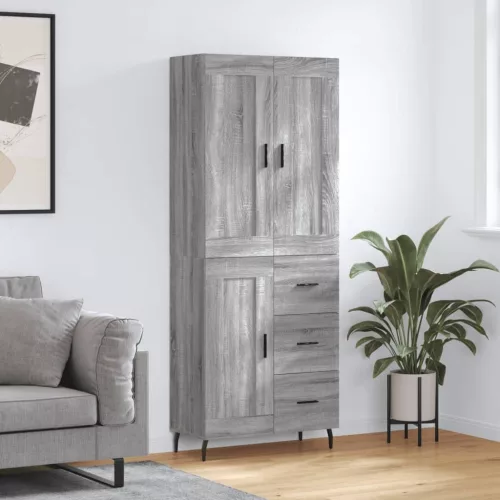  szürke sonoma szerelt fa magasszekrény 69,5 x 34 x 180 cm