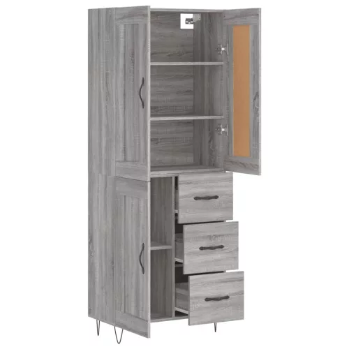  szürke sonoma szerelt fa magasszekrény 69,5 x 34 x 180 cm