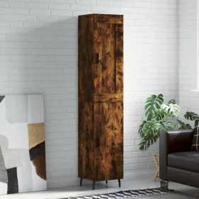    füstös tölgy színű szerelt fa magasszekrény 34,5x34x180 cm