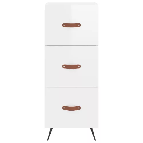  magasfényű fehér szerelt fa magasszekrény 34,5 x 34 x 180 cm