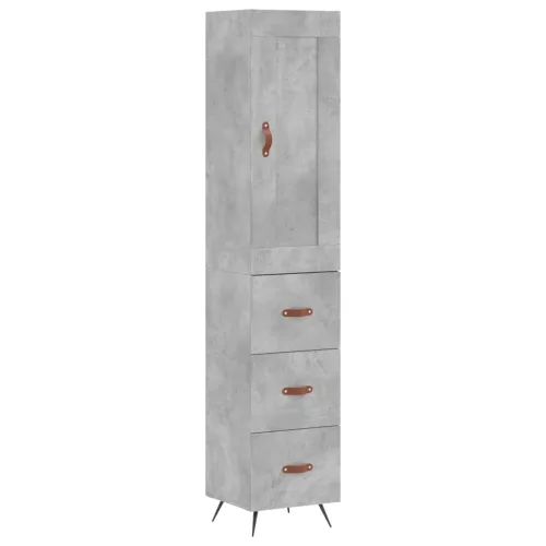  betonszürke szerelt fa magasszekrény 34,5x34x180 cm