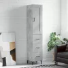  betonszürke szerelt fa magasszekrény 34,5x34x180 cm