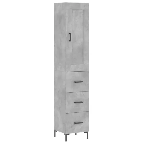  betonszürke szerelt fa magasszekrény 34,5x34x180 cm