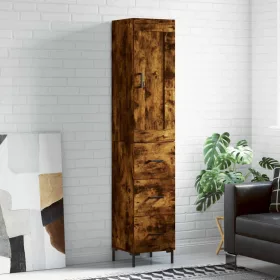    füstös tölgy színű szerelt fa magasszekrény 34,5x34x180 cm