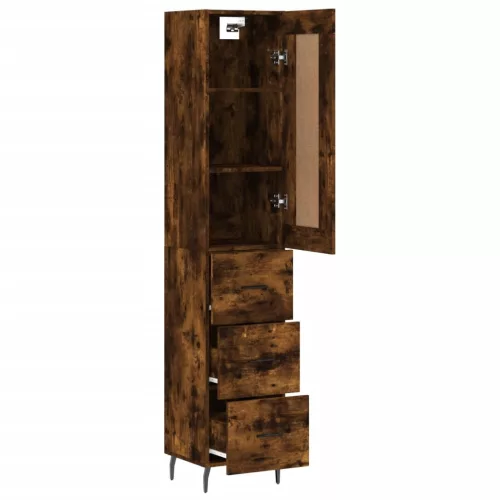  füstös tölgy színű szerelt fa magasszekrény 34,5x34x180 cm