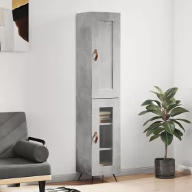  betonszürke szerelt fa magasszekrény 34,5x34x180 cm