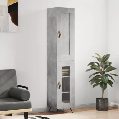  betonszürke szerelt fa magasszekrény 34,5x34x180 cm