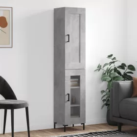  betonszürke szerelt fa magasszekrény 34,5x34x180 cm