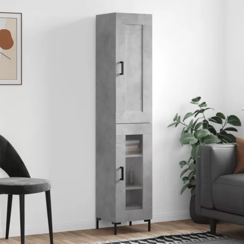  betonszürke szerelt fa magasszekrény 34,5x34x180 cm