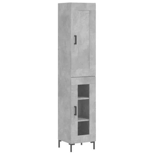  betonszürke szerelt fa magasszekrény 34,5x34x180 cm