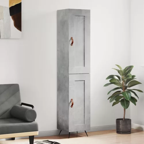  betonszürke szerelt fa magasszekrény 34,5x34x180 cm