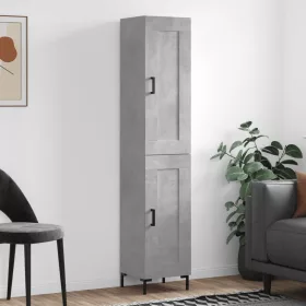  betonszürke szerelt fa magasszekrény 34,5x34x180 cm
