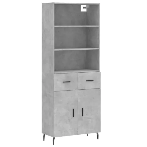  betonszürke szerelt fa magasszekrény 69,5 x 34 x 180 cm