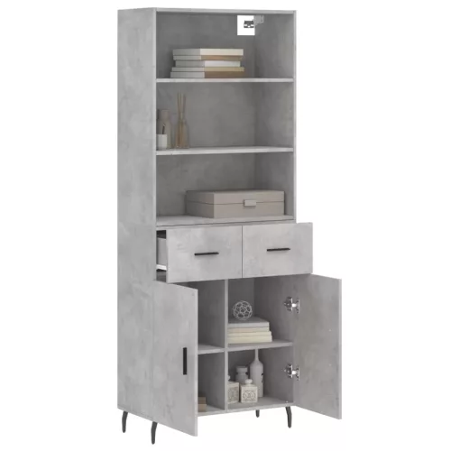  betonszürke szerelt fa magasszekrény 69,5 x 34 x 180 cm