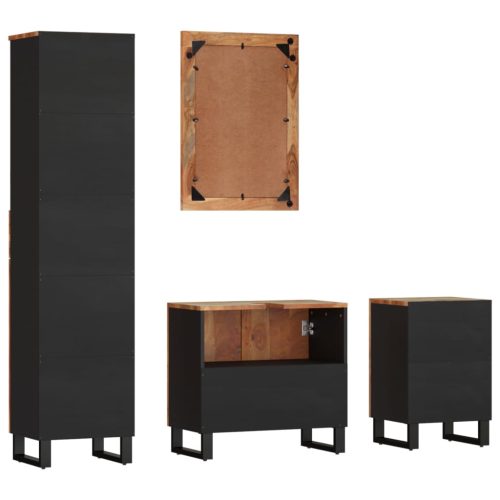  4 részes tömör újrahasznosított fa fürdőszobai bútorszett