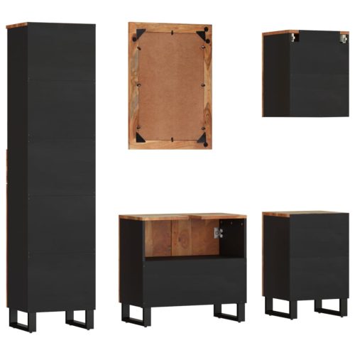  5 részes tömör újrahasznosított fa fürdőszobai bútorgarnitúra