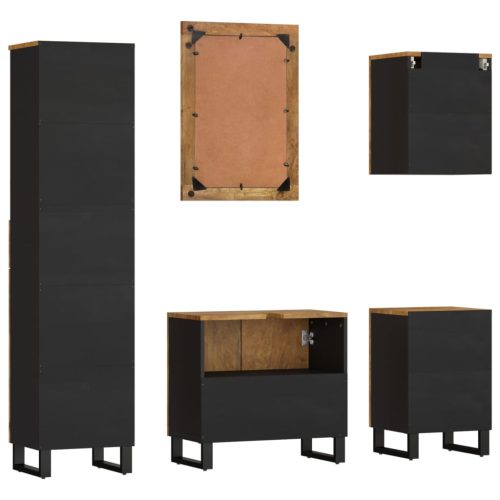  5 részes tömör mangófa fürdőszobai bútorszett