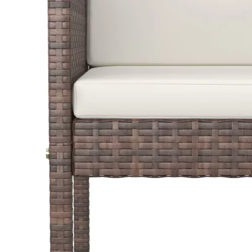  9 részes barna polyrattan kerti bárszett párnákkal
