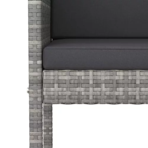  5 részes szürke polyrattan kerti bárszett párnákkal