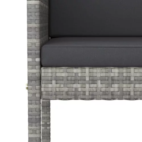  7 részes szürke polyrattan kerti bárszett párnákkal