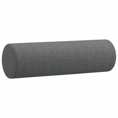  3 személyes sötétszürke szövet kanapé díszpárnákkal 180 cm